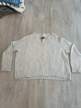 Wooden Ships Textured V-Notch Crewneck Sweater